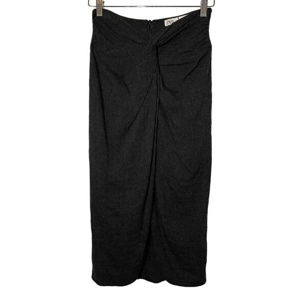 NWT ZARA High Waisted Knotted Midi Dress size XS - Picture 5 of 10